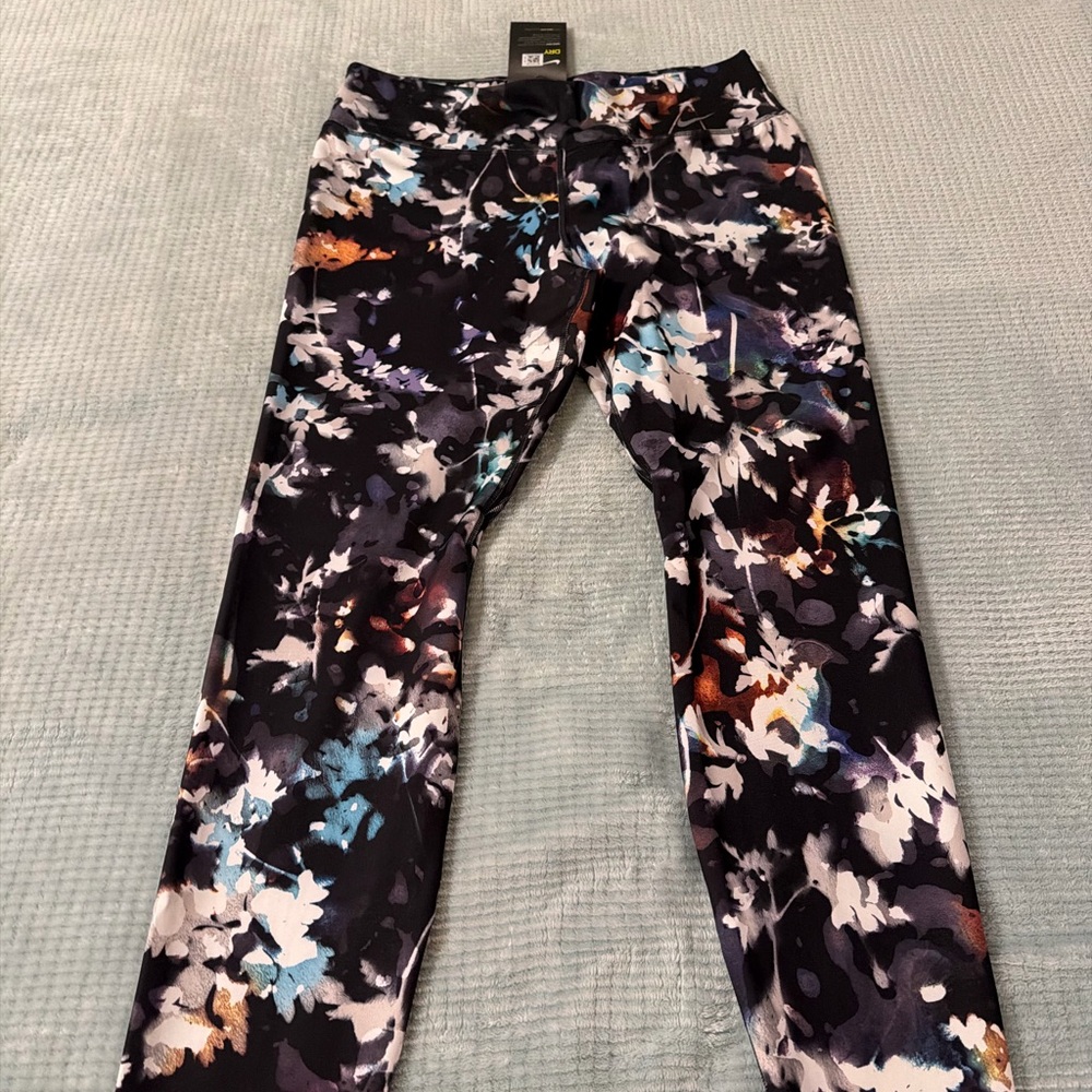 Nike Black and White Floral Tights